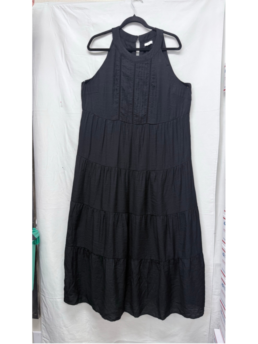 Women's J.Jill Black Sleeveless Tiered Maxi Dress Size L